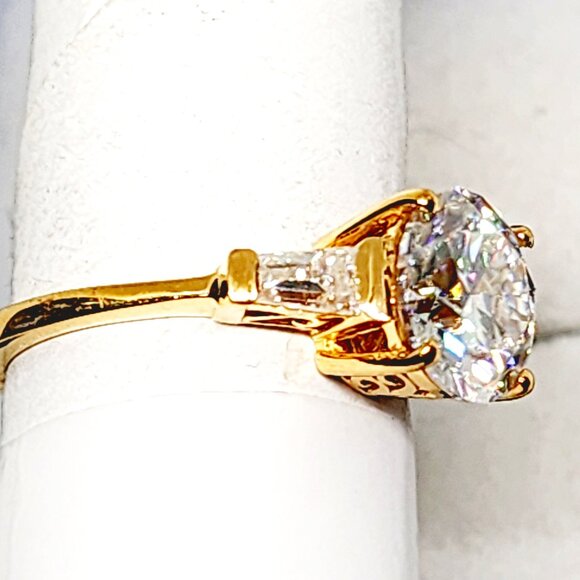 Moissanite engagement/promise ring in 14K YG over 925 Sterling 3.40 tcw sz 8 - Picture 5 of 6